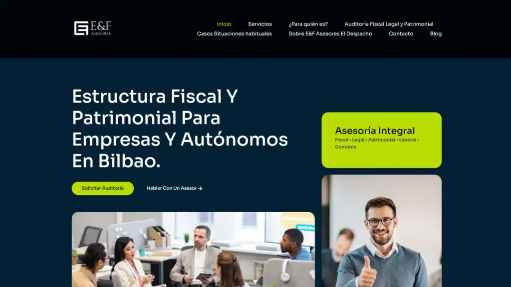 Captura del proyecto web de E&F Asesores