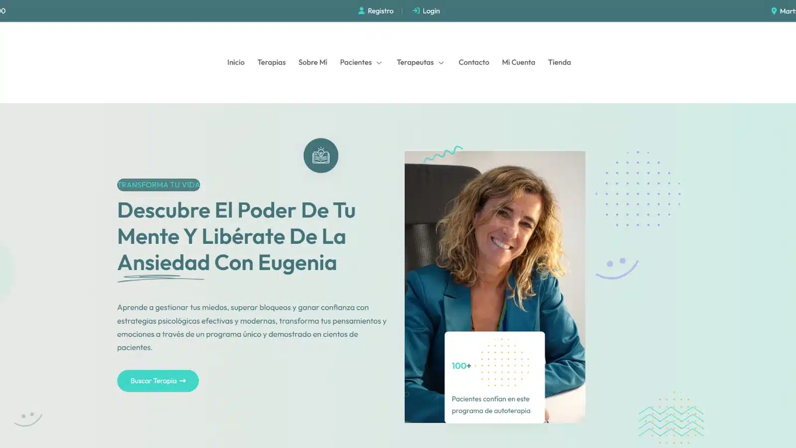 Captura de la plataforma digital de Eugenia Cavero